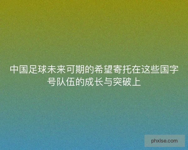 中国足球未来可期的希望寄托在这些国字号队伍的成长与突破上