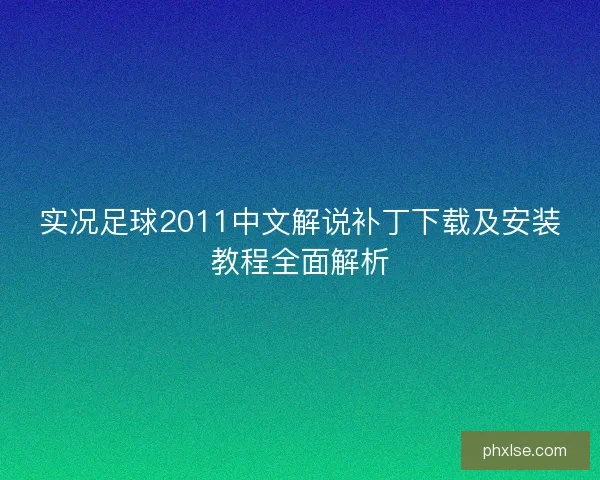 实况足球2011中文解说补丁下载及安装教程全面解析